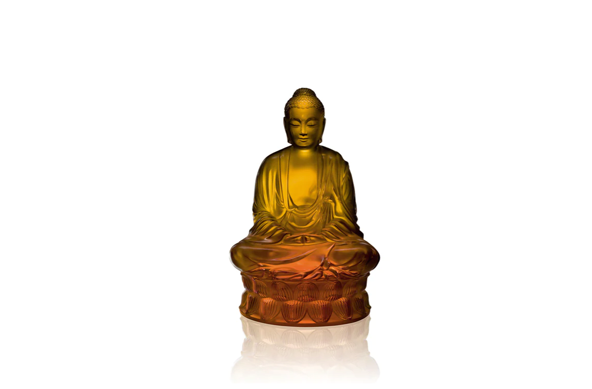 Small Buddha Sculpture Amber Crystal Lalique