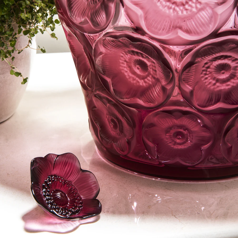 Anemone Small Red Crystal Sculpture Lalique