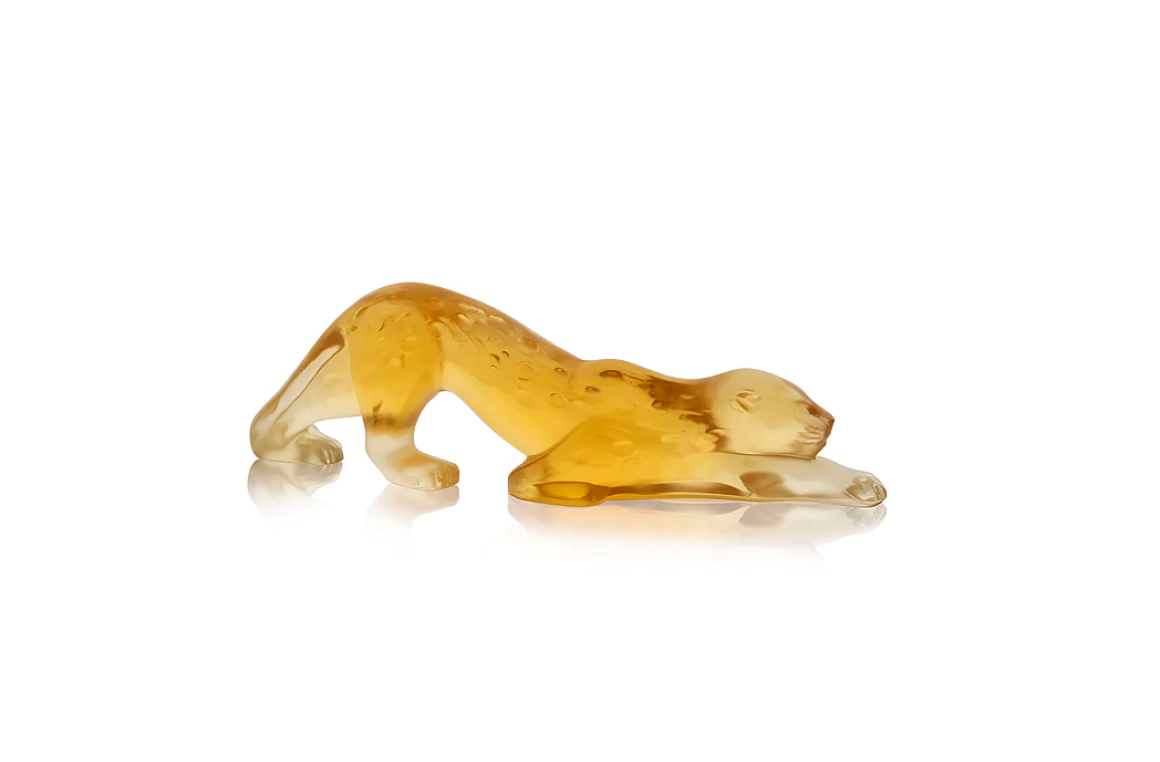 Zeila Panther Small Sculpture Amber Crystal Lalique