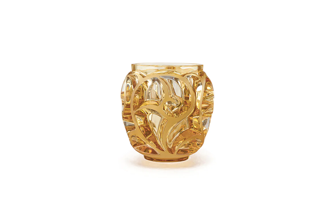 Tourbillons Small Vase Amber Crystal Lalique