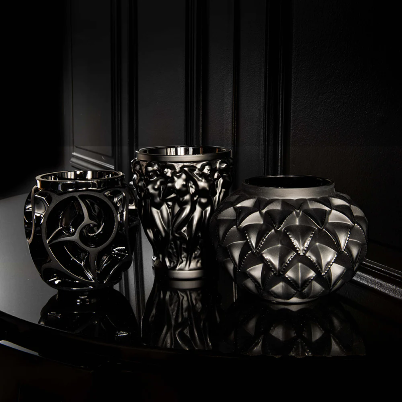 Bacchantes Small Vase Black Crystal Lalique