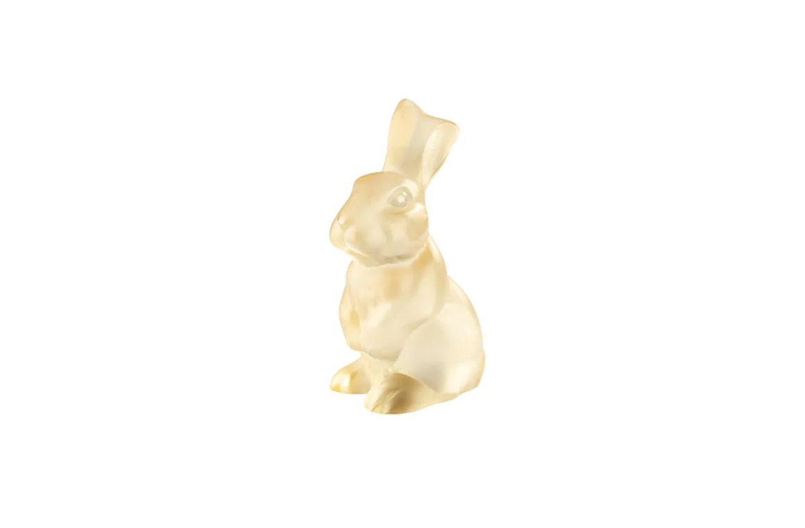 Toulouse Rabbit Sculpture Gold Luster Crystal Lalique