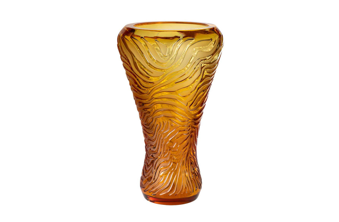 Tigre Vase Amber Crystal Lalique
