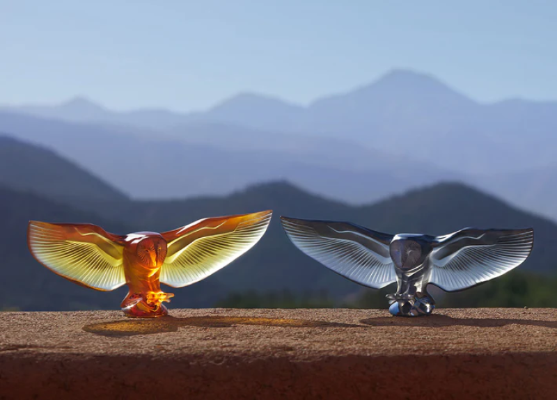 Barn Owl Sculpture Amber Crystal Lalique