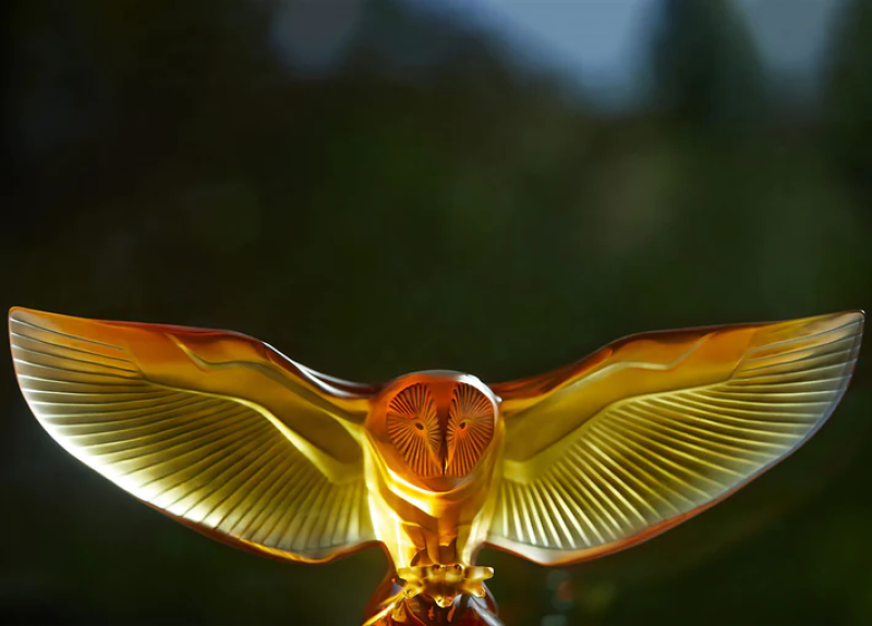 Barn Owl Sculpture Amber Crystal Lalique