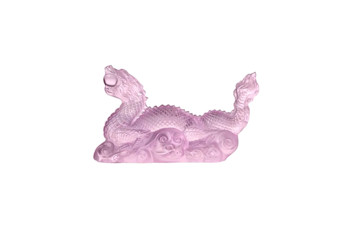Tianlong Dragon Sculpture Pink Crystal Lalique