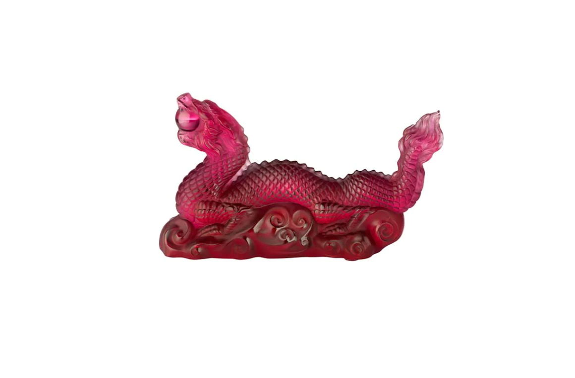 Tianlong Dragon Sculpture Red Crystal Lalique