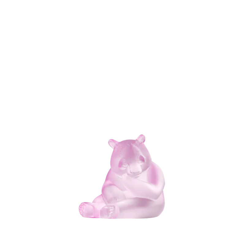 Panda Sculpture Pink Luster Crystal Lalique