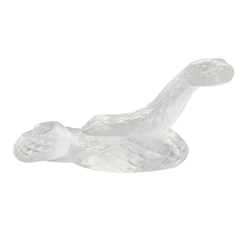 Snake Head Up Clear Crystal Sculpture Lalique