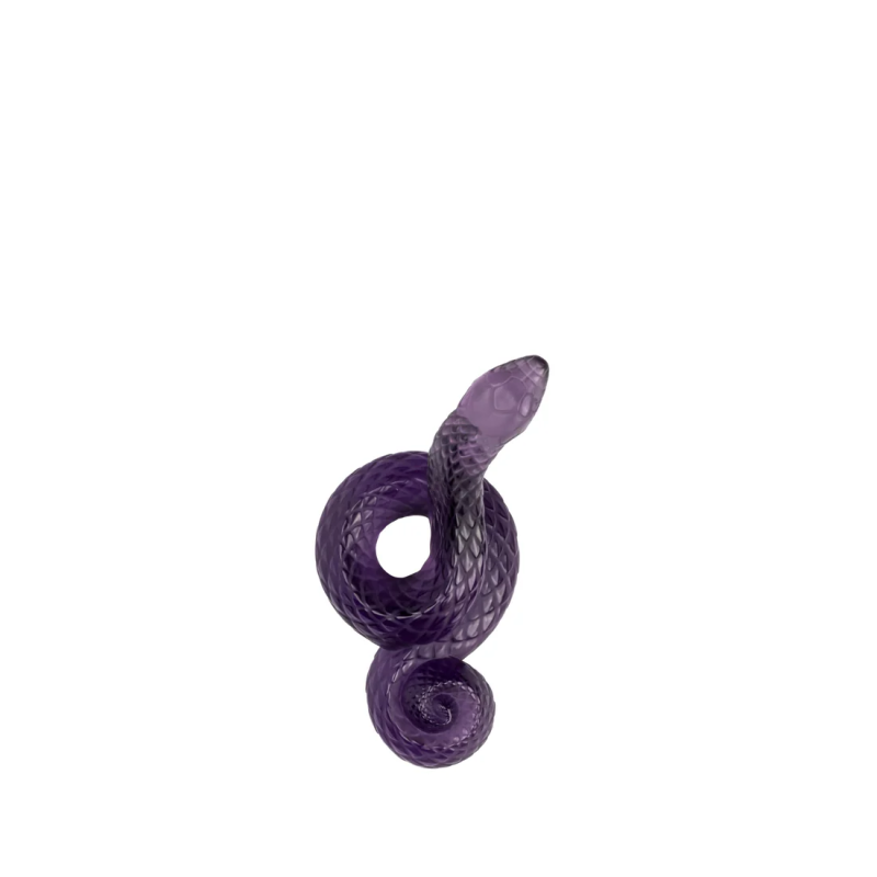 Snake Head Up Dusk Purple Crystal Sculpture Lalique