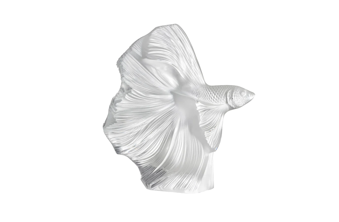 Fighting Fish Large Sculpture Clear Crystal Lalique