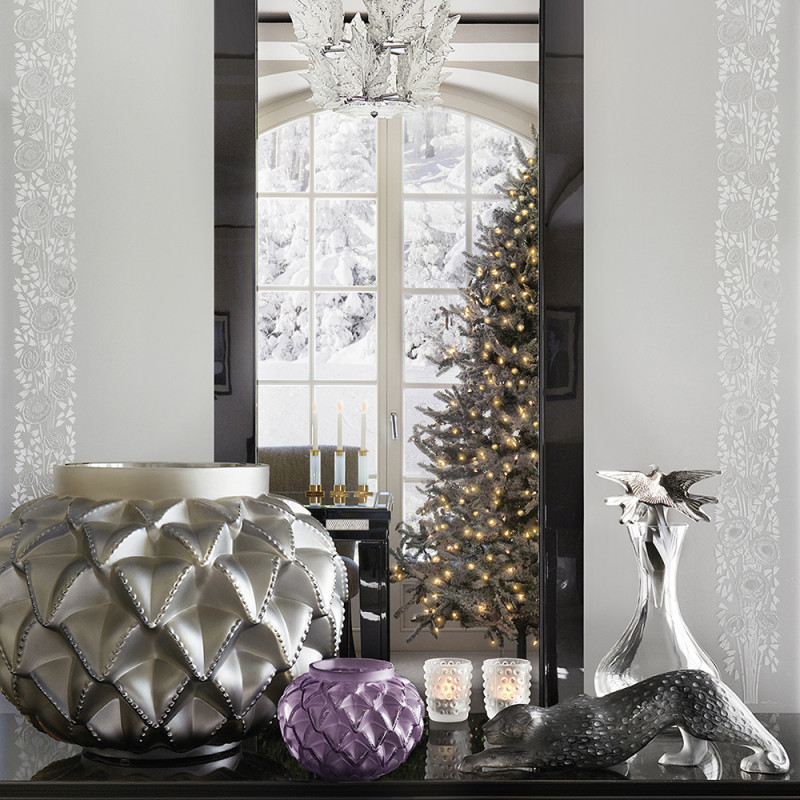 Zeila Panther Large Sculpture Grey Crystal Lalique