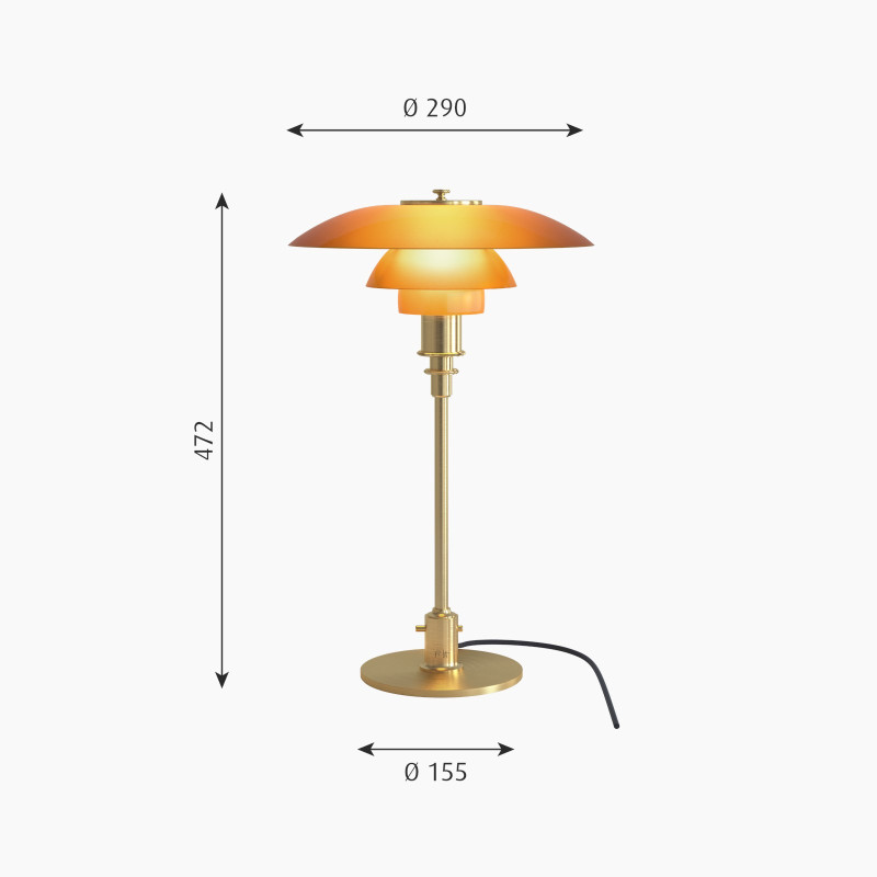 PH 3/2 Amber Coloured Glass Table Louis Poulsen