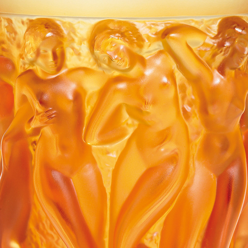 Bacchantes Amber Crystal Vase Lalique