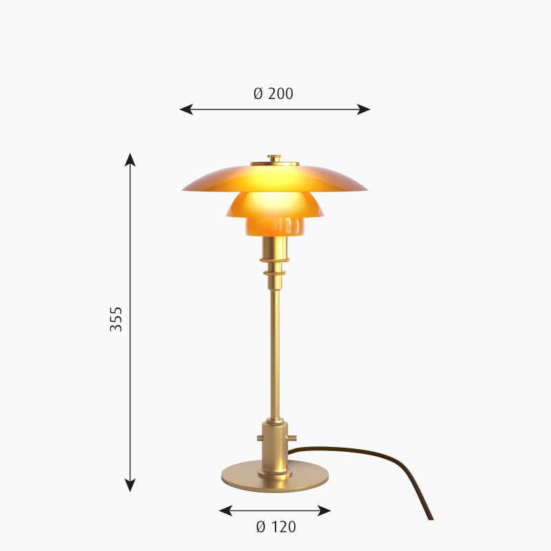 PH 2/1 Amber Coloured Glass Table Louis Poulsen