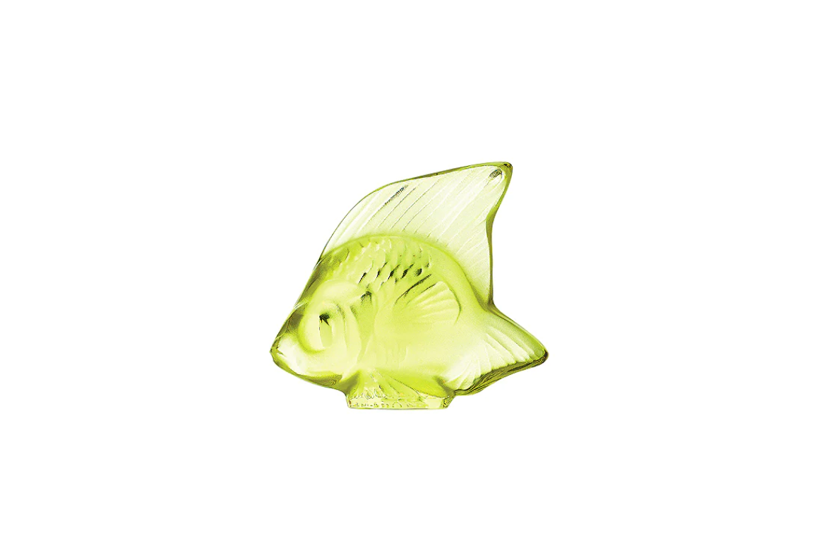 Fish Sulpture Anise Green Crystal Lalique