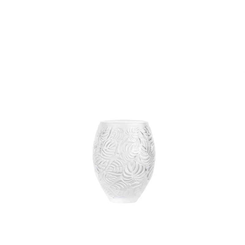 Feuilles Vase Clear Crystal Lalique