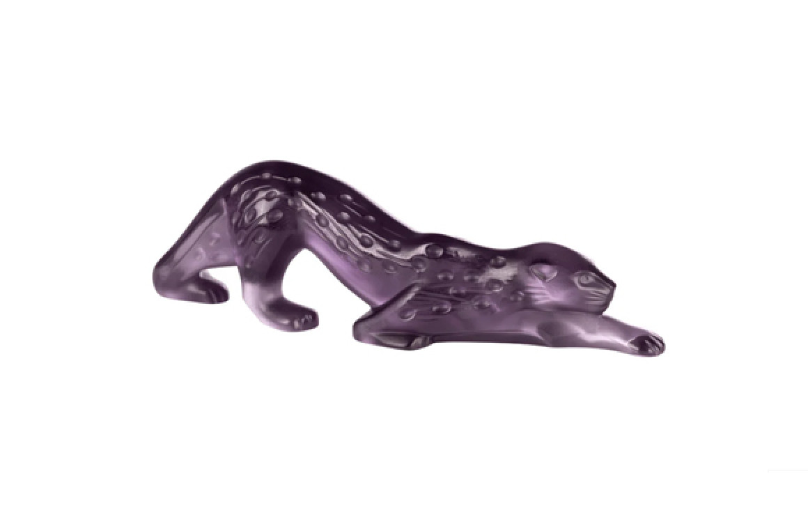 Zeila Panther Small Sculpture Dusk Purple Crystal Lalique