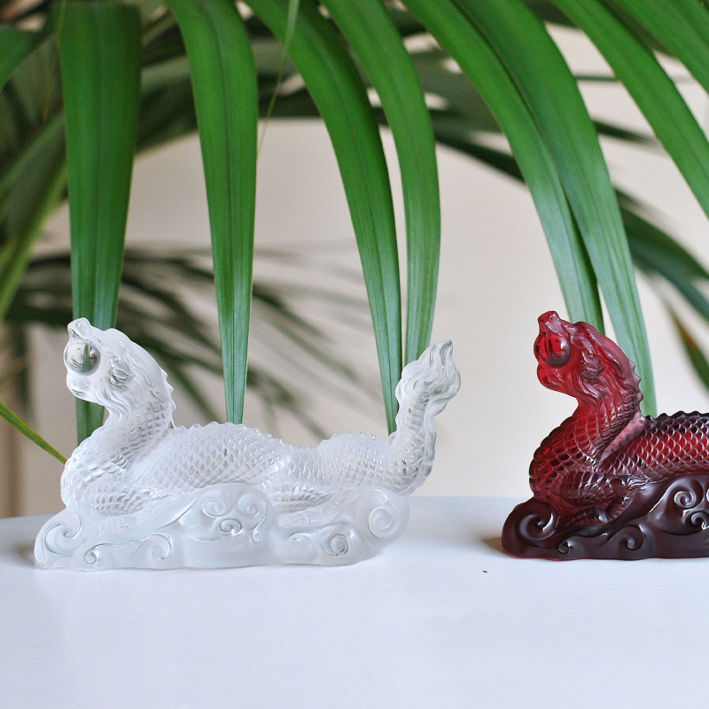 Tianlong Dragon Sculpture Clear Crystal Lalique