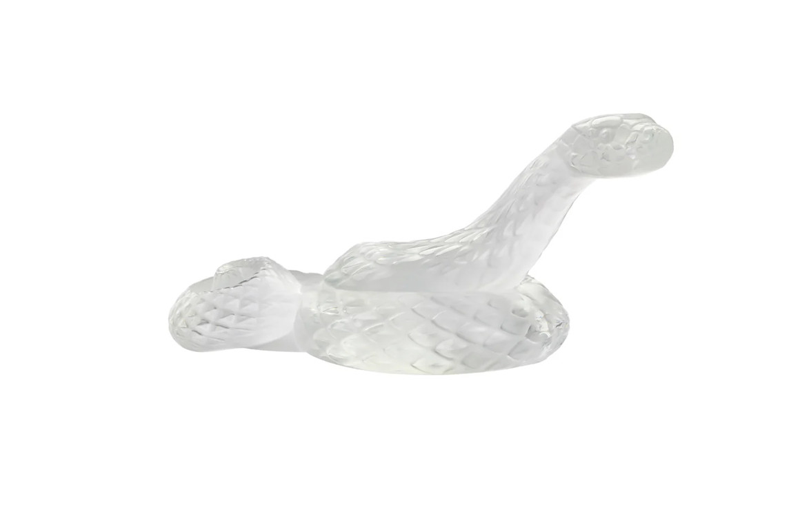 Snake Head Up Clear Crystal Sculpture Lalique