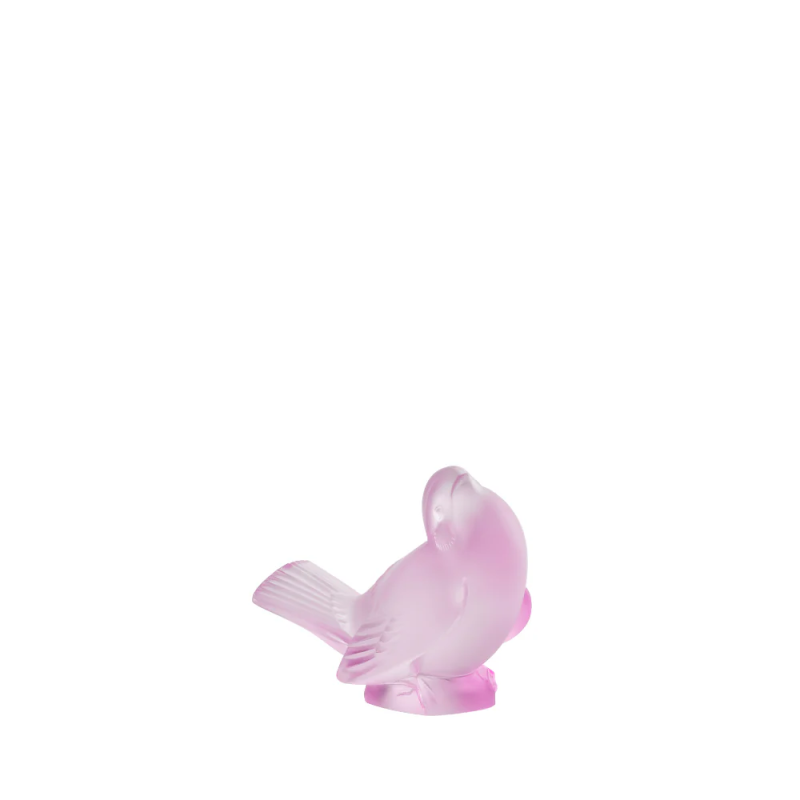 Sparrow Sculpture Pink Luster Crystal Lalique