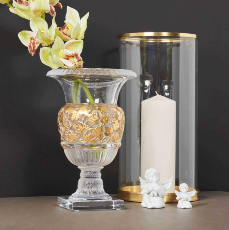 Versailles Vase Clear Crystal Gold Stamped Lalique