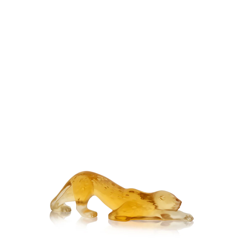 Zeila Panther Small Sculpture Amber Crystal Lalique