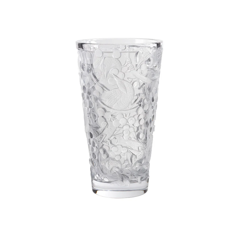 Merles Et Raisins Vase Clear Crystal Lalique