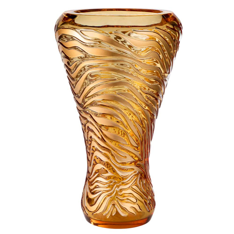 Tigre Vase Amber Gilted Crystal Lalique