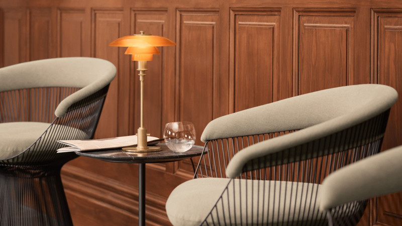 PH 2/1 Amber Coloured Glass Table Louis Poulsen