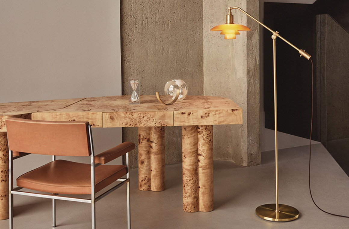 PH 3/2 Amber Coloured Glass Floor Louis Poulsen