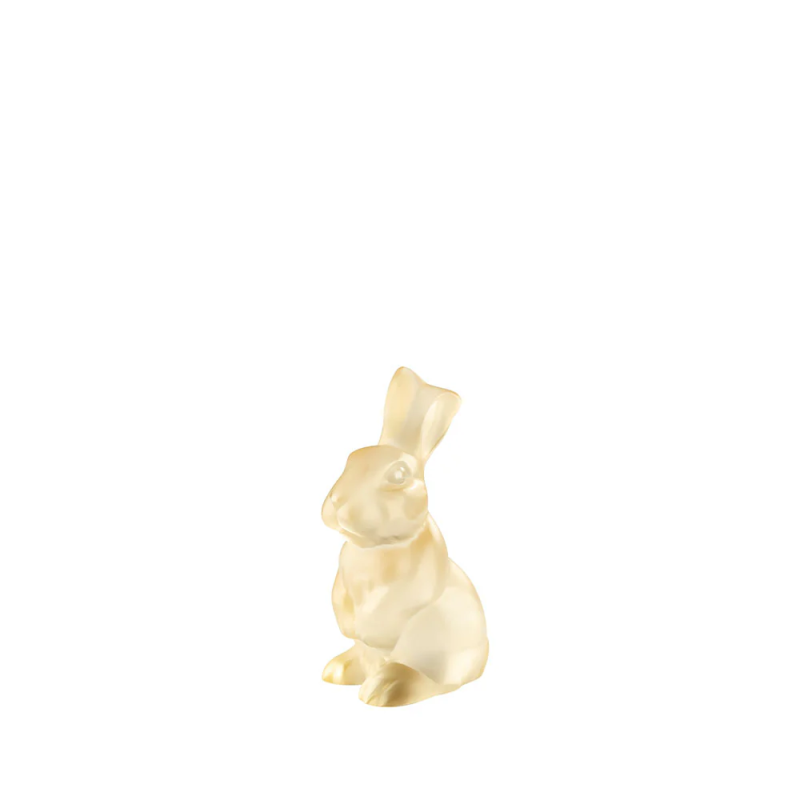 Toulouse Rabbit Sculpture Gold Luster Crystal Lalique