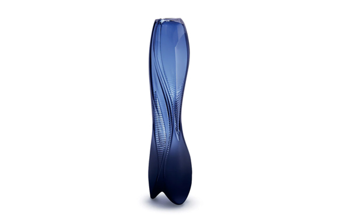 Visio Vase Midnight Blue Crystal Lalique & Zaha Hadid