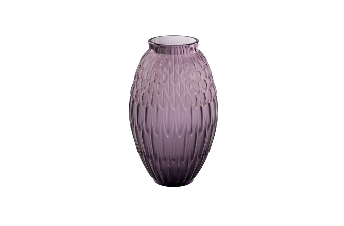 Plumes Large Vase Dusk Purple Crystal Lalique