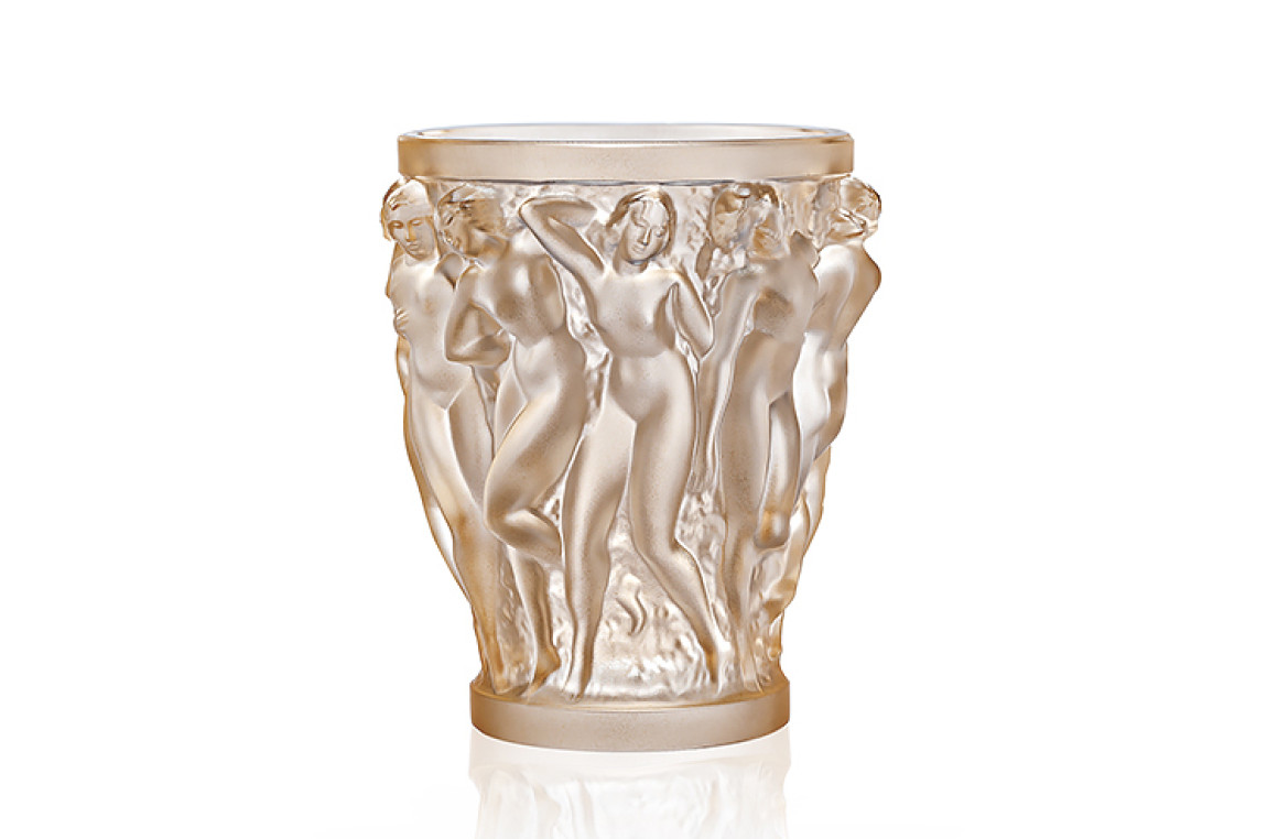 Bacchantes Vase Gold Luster Crystal Lalique