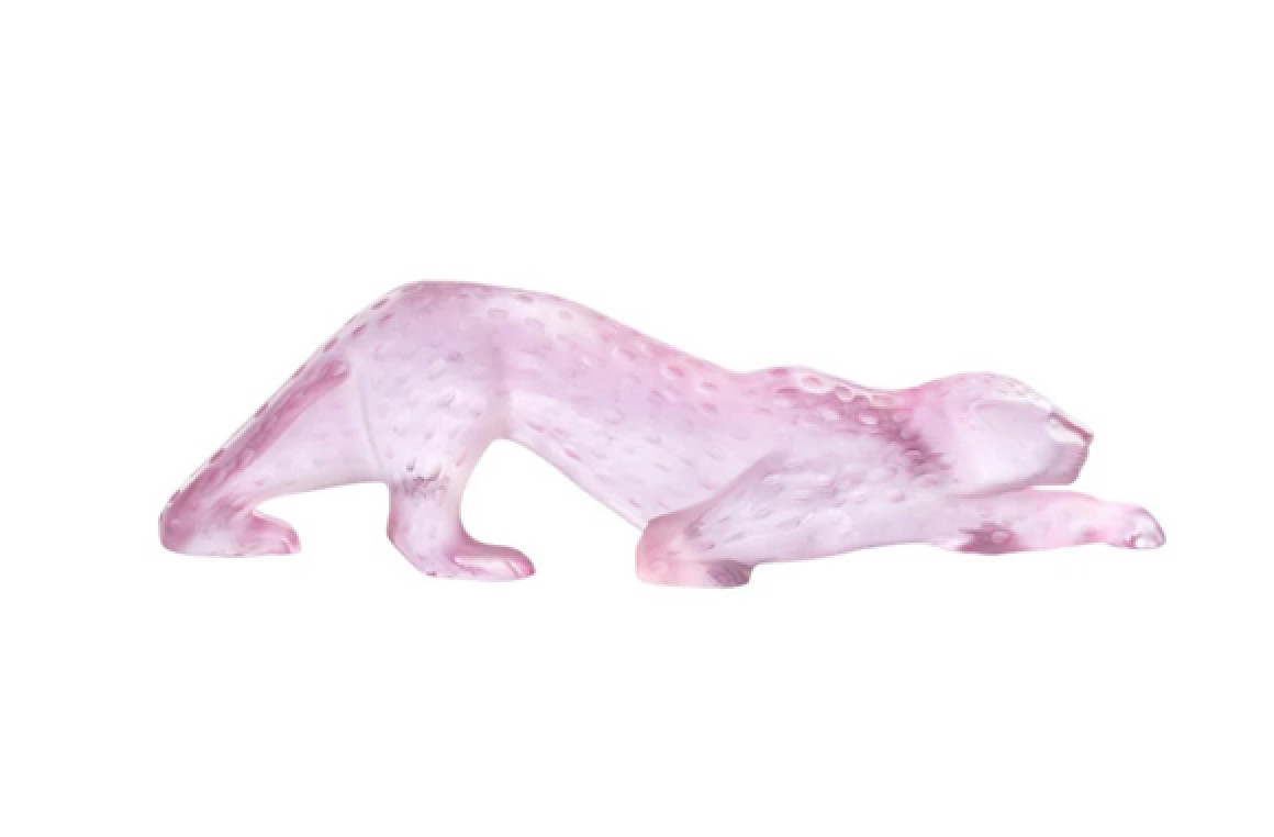 Zeila Panther Large Sculpture Pink Luster Crystal Lalique