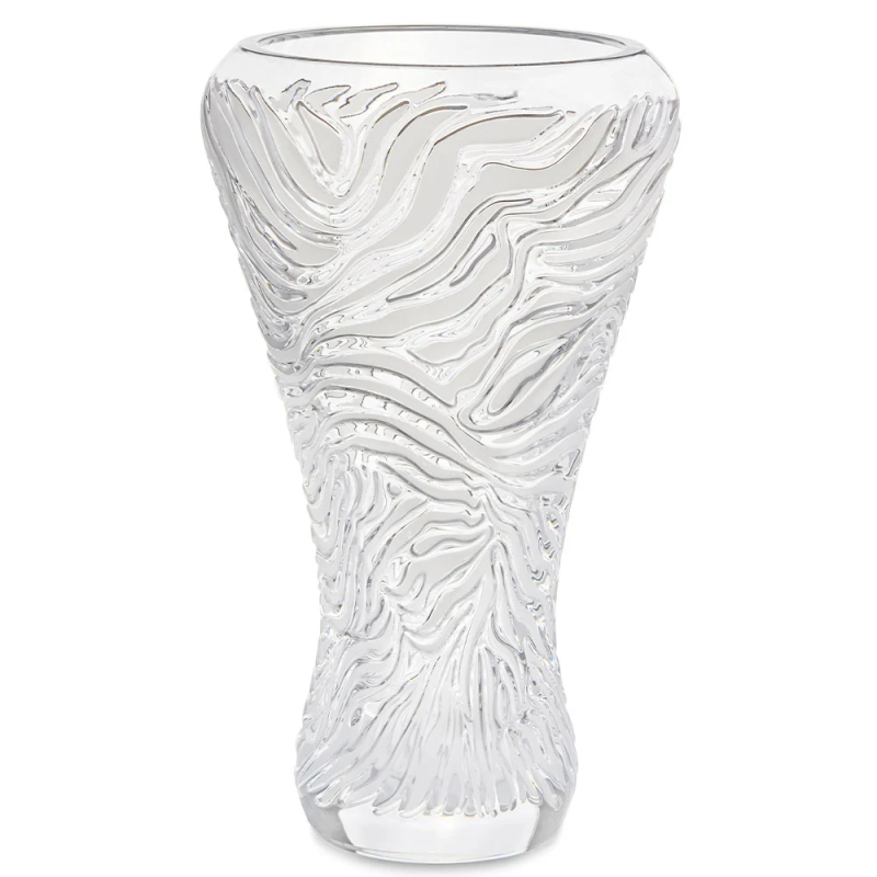 Zébre Vase Clear Satin Finish Relief Crystal Lalique