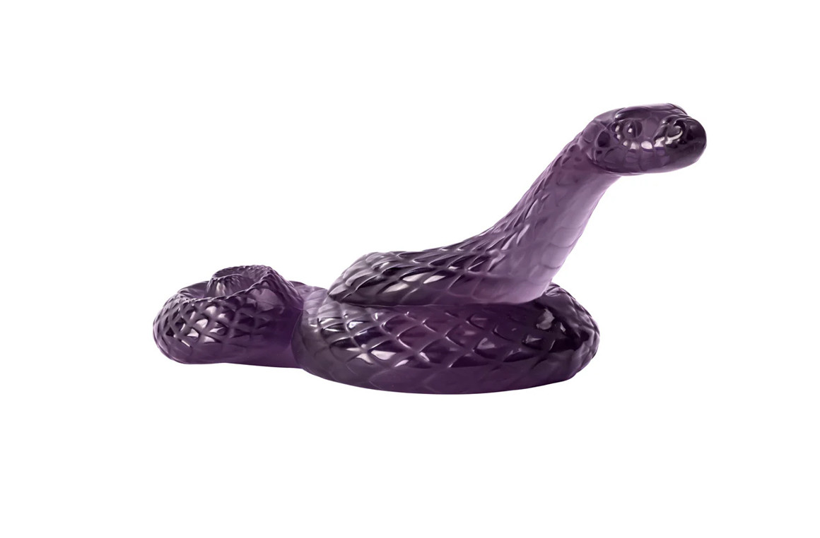 Snake Head Up Dusk Purple Crystal Sculpture Lalique