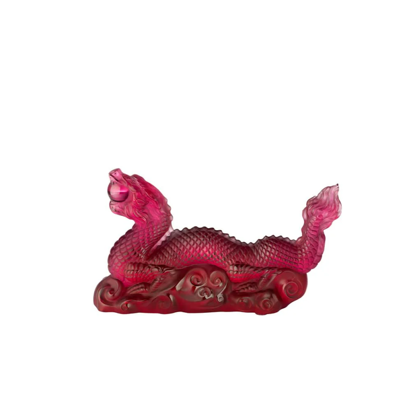 Tianlong Dragon Sculpture Red Crystal Lalique